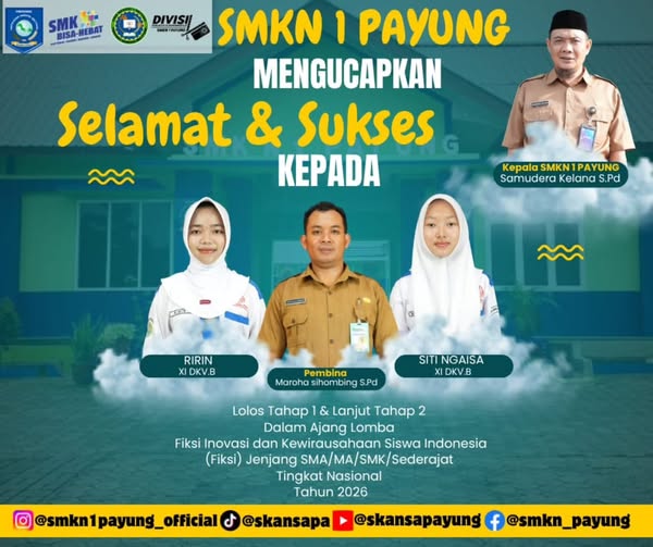 Selamat Ririn dan Siti Ngaisa atas prestasinya ajang Fiksi Inovasi dan Kewirausahaan Siswa Indonesia (FIKSI) Tingkat Nasional Tahun 2026